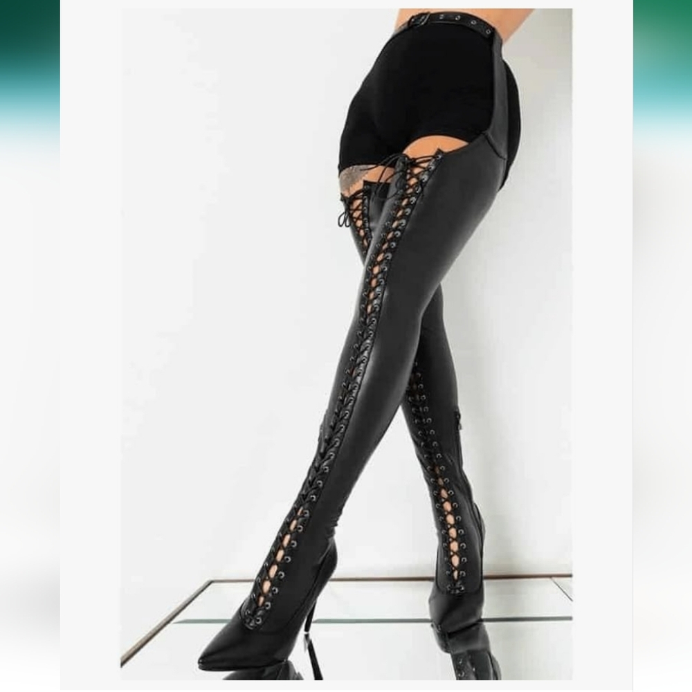 AKIRA AZALEA Wang Shower You With My Attention Stiletto Boots - Lace Up Boots